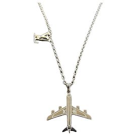 Collier Louis Vuitton LV Plane Noir Argenté