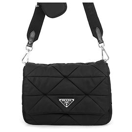 Prada Padded Re-Nylon Triangle Shoulder Bag Black
