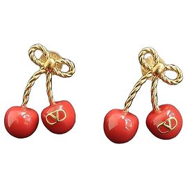 Valentino Cherryfic Ohrringe aus Metall und Emaille Rot Golden