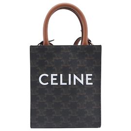 Céline Celine Vertical Cabas Triomphe Coated Canvas Small Negro