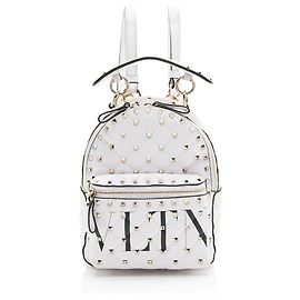 Valentino Garavani Sac à dos mini Valentino Leather Rockstud Spike Blanc