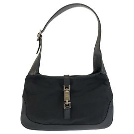 Borsa Gucci Jackie in nylon e pelle Nero
