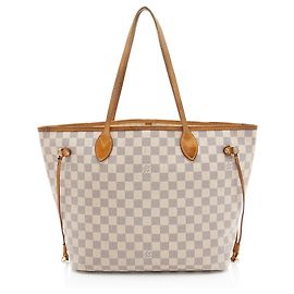 Louis Vuitton Damier Azur Neverfull MM Tote Weiß