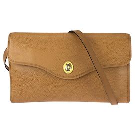 Christian Dior CD Logo Leder-Schultertasche Braun