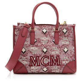 MCM Vintage Monogram Jacquard Small Tote Vermelho