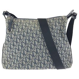 Borsa a tracolla Dior Trotter in tela e pelle Blu