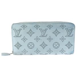 Louis Vuitton Zippy Wallet Monogram Mahina Leather Long Wallet Blue