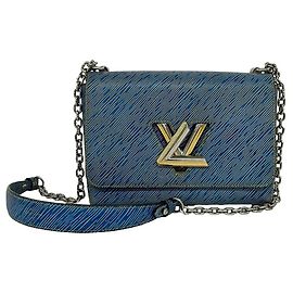 Bolsa de Ombro Louis Vuitton Twist MM em Couro Azul