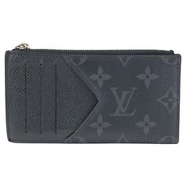 Louis Vuitton Monogram Eclipse Taiga Card Coin Case Preto