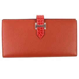Portafoglio Hermès Bearn Souffl in pelle Epsom Marrone Altro