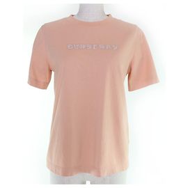 T-shirt in cotone con logo Burberry Rosa