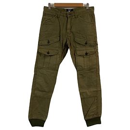 Autre Marque Pantaloni Cargo PRPS con orlo a coste in cotone Verde Cachi