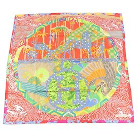 Hermès Ex Libris en Kimonos Silk Scarf Other Orange