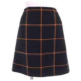 Hermès Wool Skirt 40 Black Orange