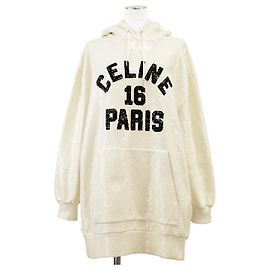 Céline Sweatshirt à capuche Celine 16 à sequins Autre Écru