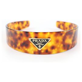 Fascia per capelli Prada Triangle Logo Marrone