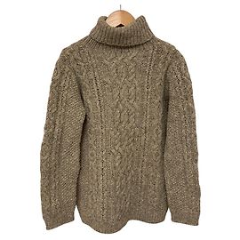 Autre Marque Liflattie Ships Aran Strickpullover mit hohem Kragen Braun