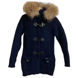 Autre Marque Abrigo Duffle de punto con capucha Bark Azul Azul marino