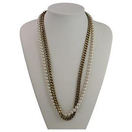 Collar largo de cadena de perlas Sacai Blanco