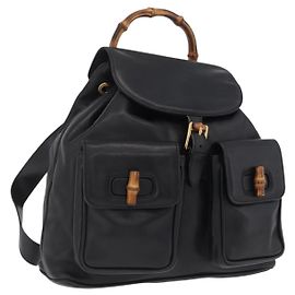 Gucci Vintage Bamboo Leather Medium Black