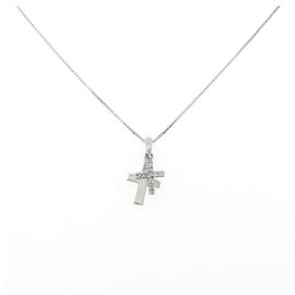 Autre Marque Collana Croce Diamanti K14WG K10WG Argento