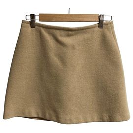 Autre Marque Saia mini evasê de lã Patou Bege