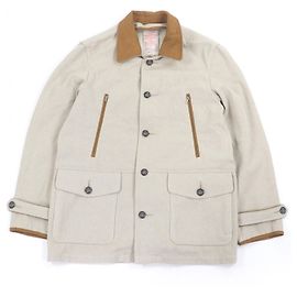 Autre Marque NICENESS LORAN Herringbone Cotton Cow Leather Hunting Jacket Beige