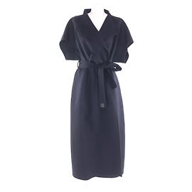 Autre Marque BLAMINK Wool Double-Face Short-Sleeve Coat Wool Coat Blue Navy blue