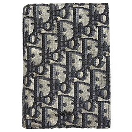 Funda para pasaporte Dior Beige y Negro Oblique Jacquard Beige Azul oscuro