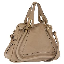 Chloé Chloe Paraty Top Handle Leather Medium Beige