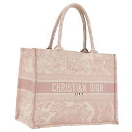 Christian Dior Book Embroidered Canvas Medium Rosa