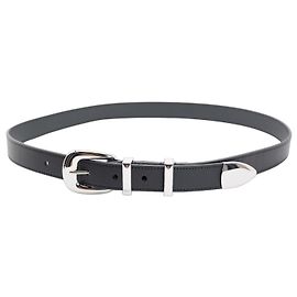 Céline Cinto Western Celine Medium 25mm Couro Preto Fivela Prateada Preto