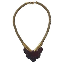 Givenchy Collana Farfalla in Oro e Resina Bordeaux D'oro Marrone scuro