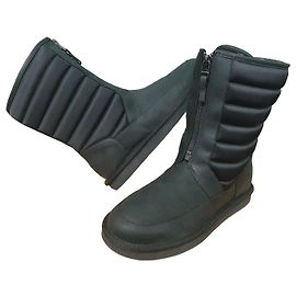 UGG Black Nubuck Leather Quilted Boots Size 39 Black