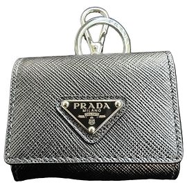 Prada Saffiano Leather AirPods Pro Case Keychain / Bag Charm Black