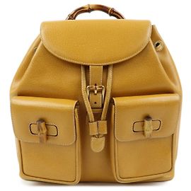 Gucci Vintage Bamboo Leather Medium Amarelo
