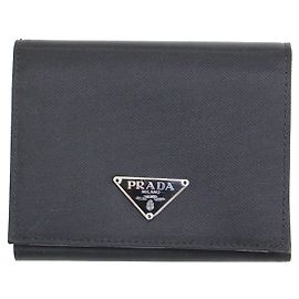 Prada Black Nylon Trifold Wallet M176 Geldbörse Schwarz