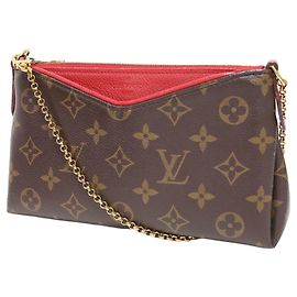 Louis Vuitton Pallas Clutch Monogram Shoulder Bag Red