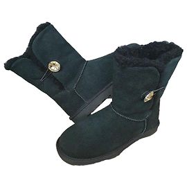 UGG Bailey Button Bling Suede Boots Black Gold Black