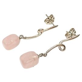 Autre Marque Tiffany & Co. Silver Rose Quartz Chain Earrings Silvery
