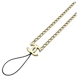 Collier long à chaîne dorée Chanel Coco Mark Doré