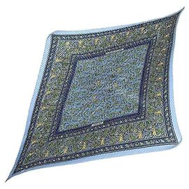 Hermès Lenço de seda Hermes Carre 90 Chasse en Inde Azul Azul claro