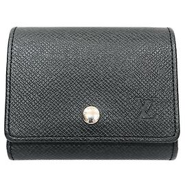 Louis Vuitton Taiga Coin Case Black Grey