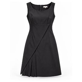 Céline Celine Black Wool Blend Asymmetric Pleated Dress Black