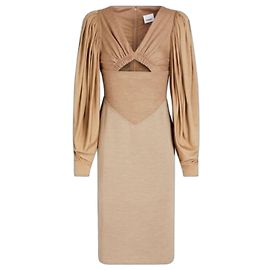 Burberry London Vestido em Lã e Seda Bege Bege