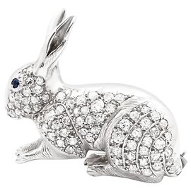 Autre Marque "Kaninchen"-Brosche, Platin, Weißgold, Diamanten und blauer Stein. Andere