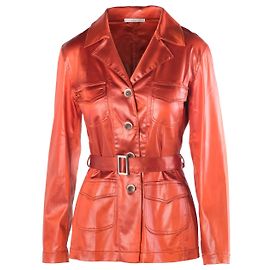 Autre Marque Lawrence Steele Rust Orange Satin Belted Safari Jacket Other Orange
