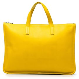 Yellow LOEWE Leather Anagram Toledo Briefcase Business Bag Yellow