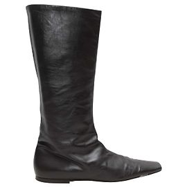 Black The Row Square-Toe Knee-High Boots Size 38 Black