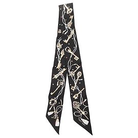 Hermès Les Cles a Pois Seidentuch Twilly Schwarz Schwarz